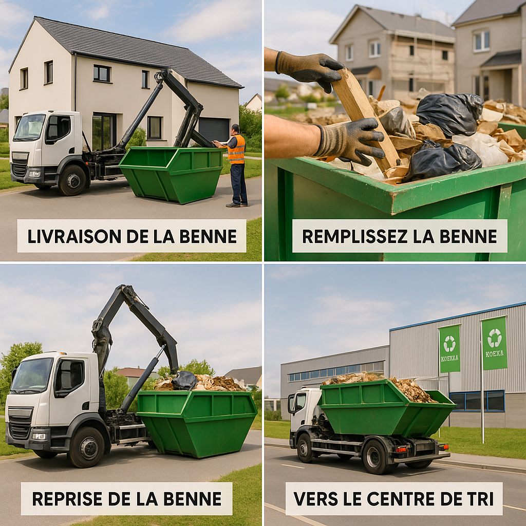 Livraison de benne en 4 étapes